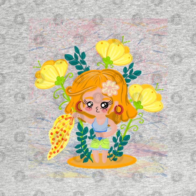 Cute girly summer chibi cartoon style by Floflo art